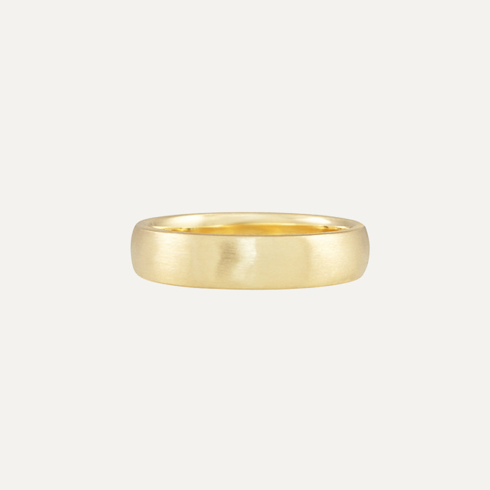14K Yellow Gold Flat and Round Men's Ring