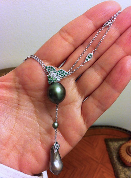 Tahitian Pearls And Tsavorite Necklace