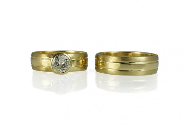 custom made mens yellow gold matching wedding rings