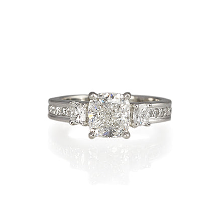 Creating Three Stone Cushion Cut Diamond Engagement Ring For Rachel