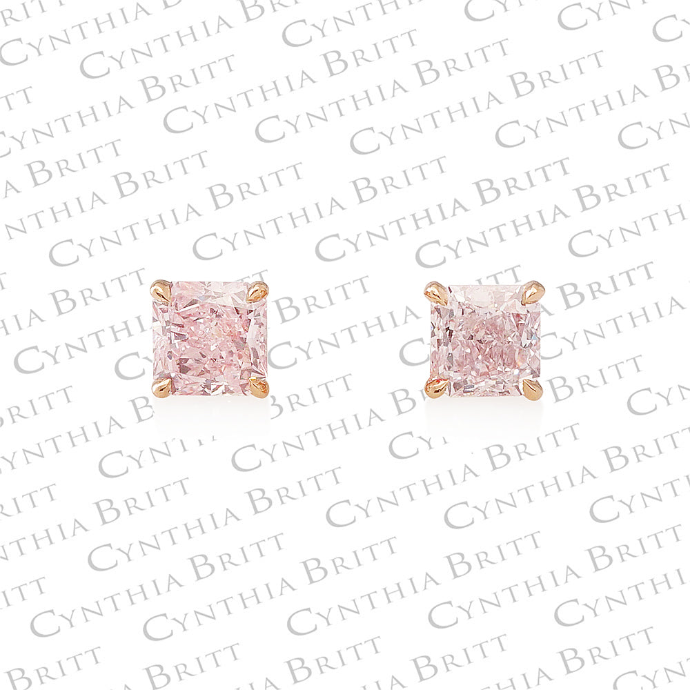 0.60 Carat Light Pink Diamond Stud Earrings