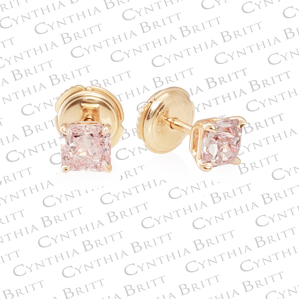 0.60 Carat Light Pink Diamond Stud Earrings