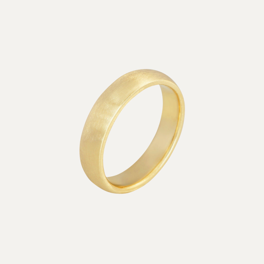 14K Yellow Gold Flat and Round Men’s Wedding Band Ring