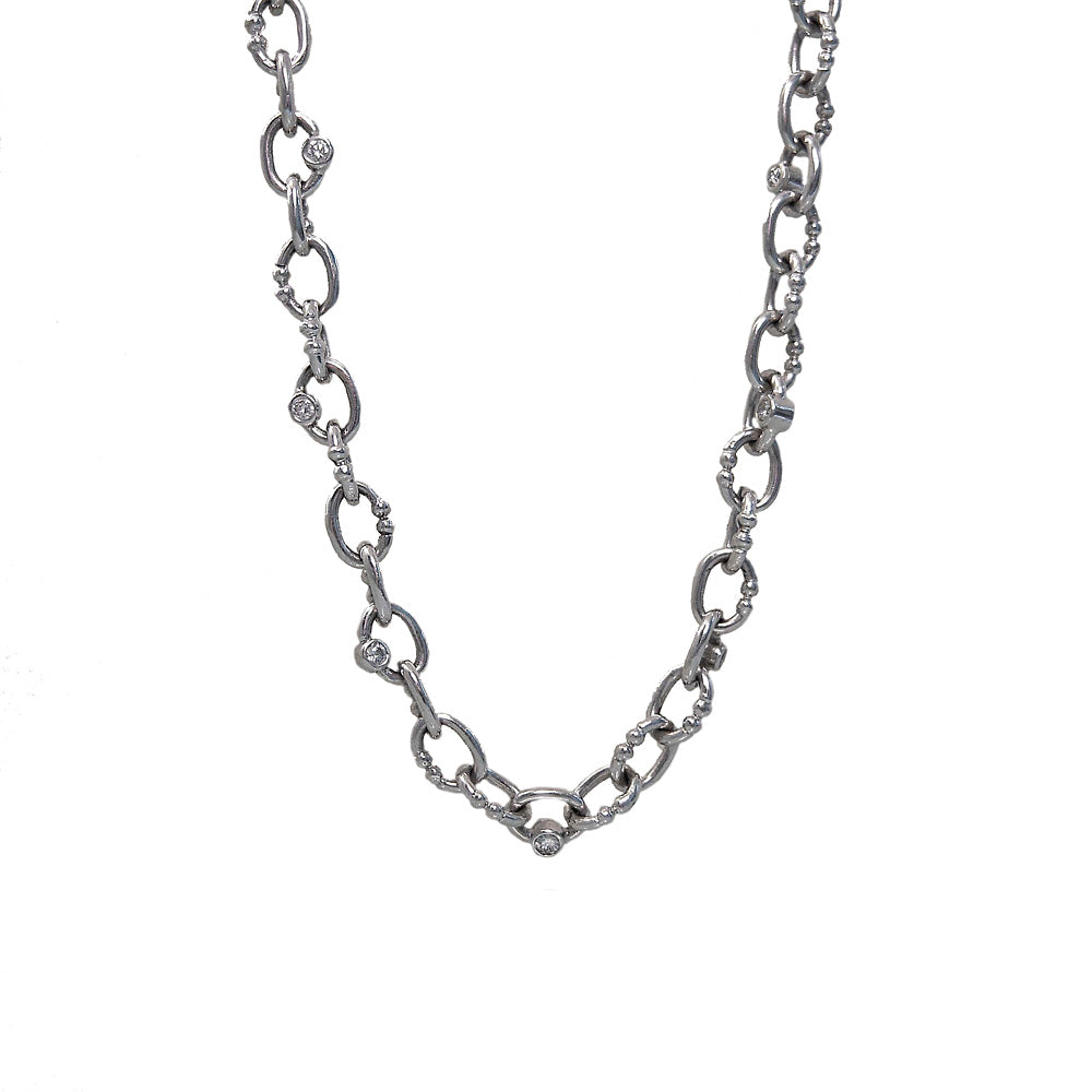 14K White Gold Custom Made Britt Chain with Diamonds