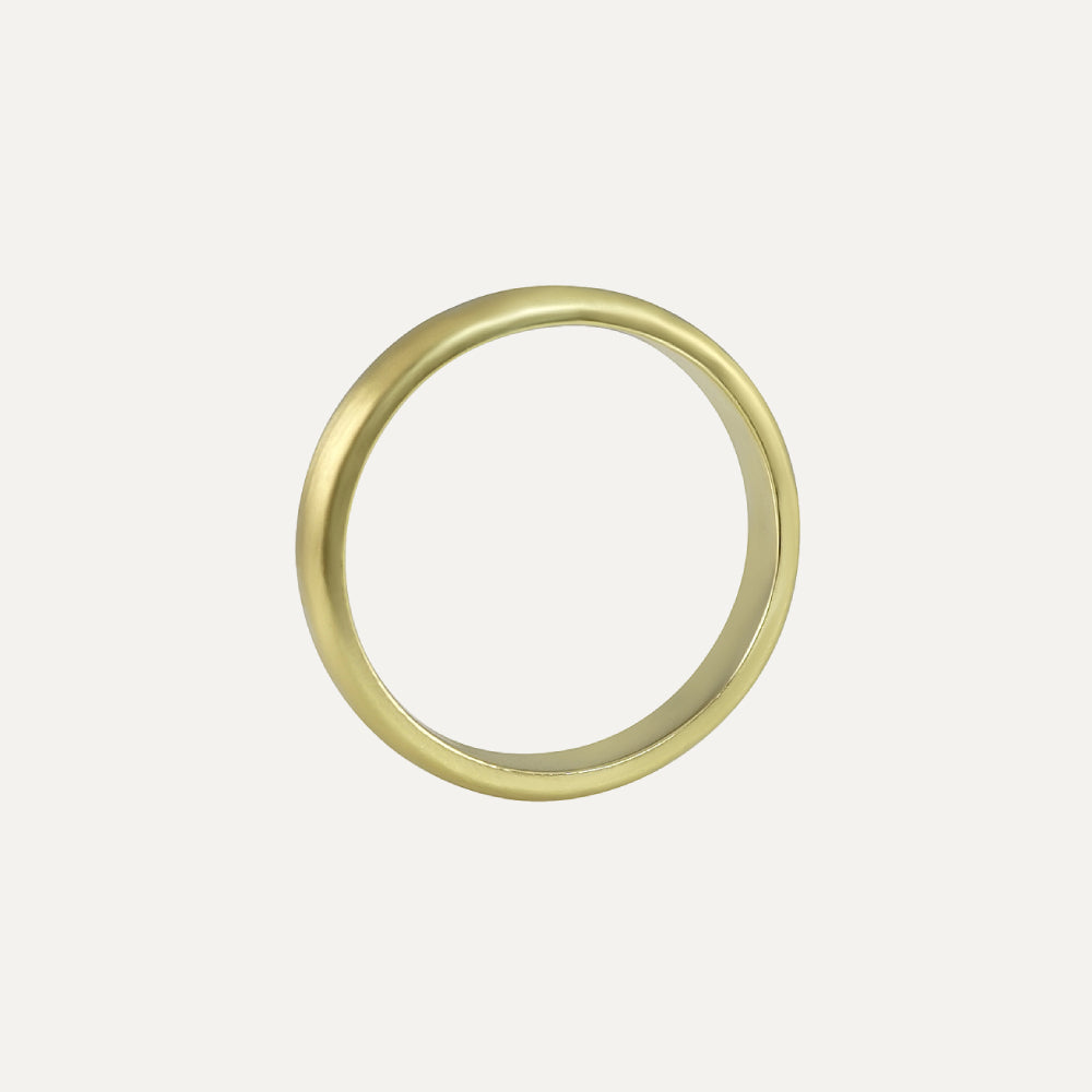 18K Green Gold Flat and Round Men’s Wedding Band Ring