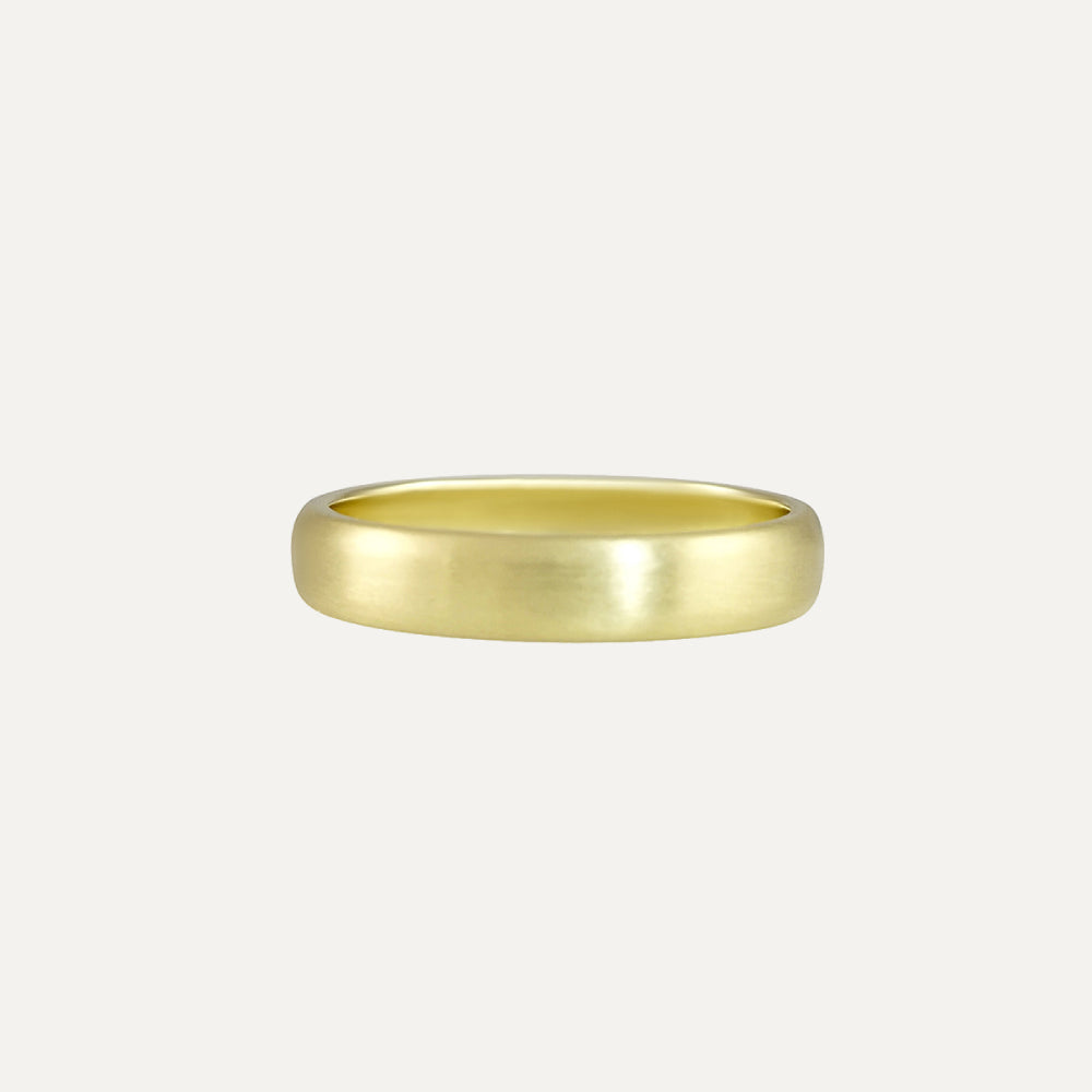 18K Green Gold Flat and Round Men’s Wedding Band Ring