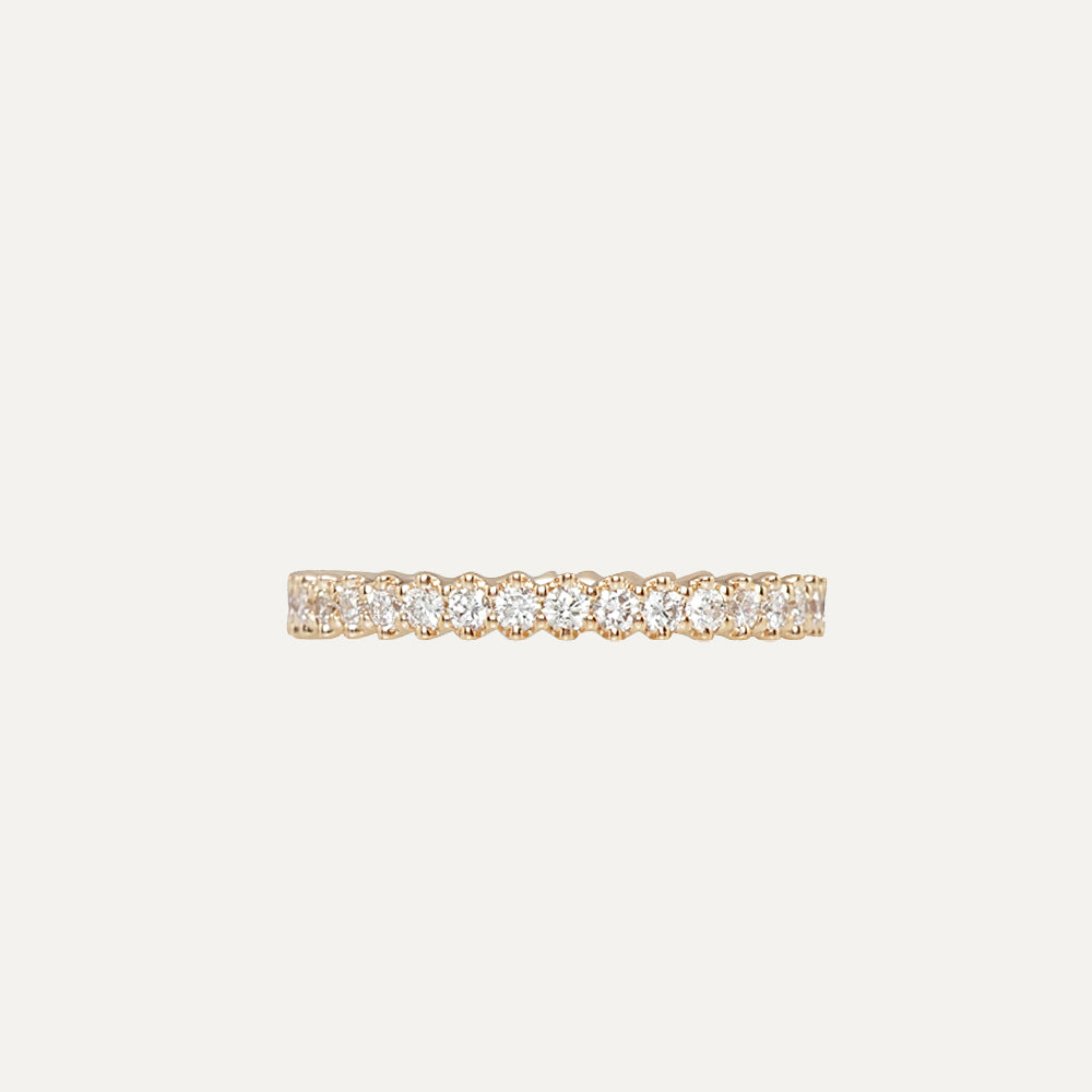 18K Rose Gold Diamond Eternity Shared Flower Bead Mystery Women's Ring