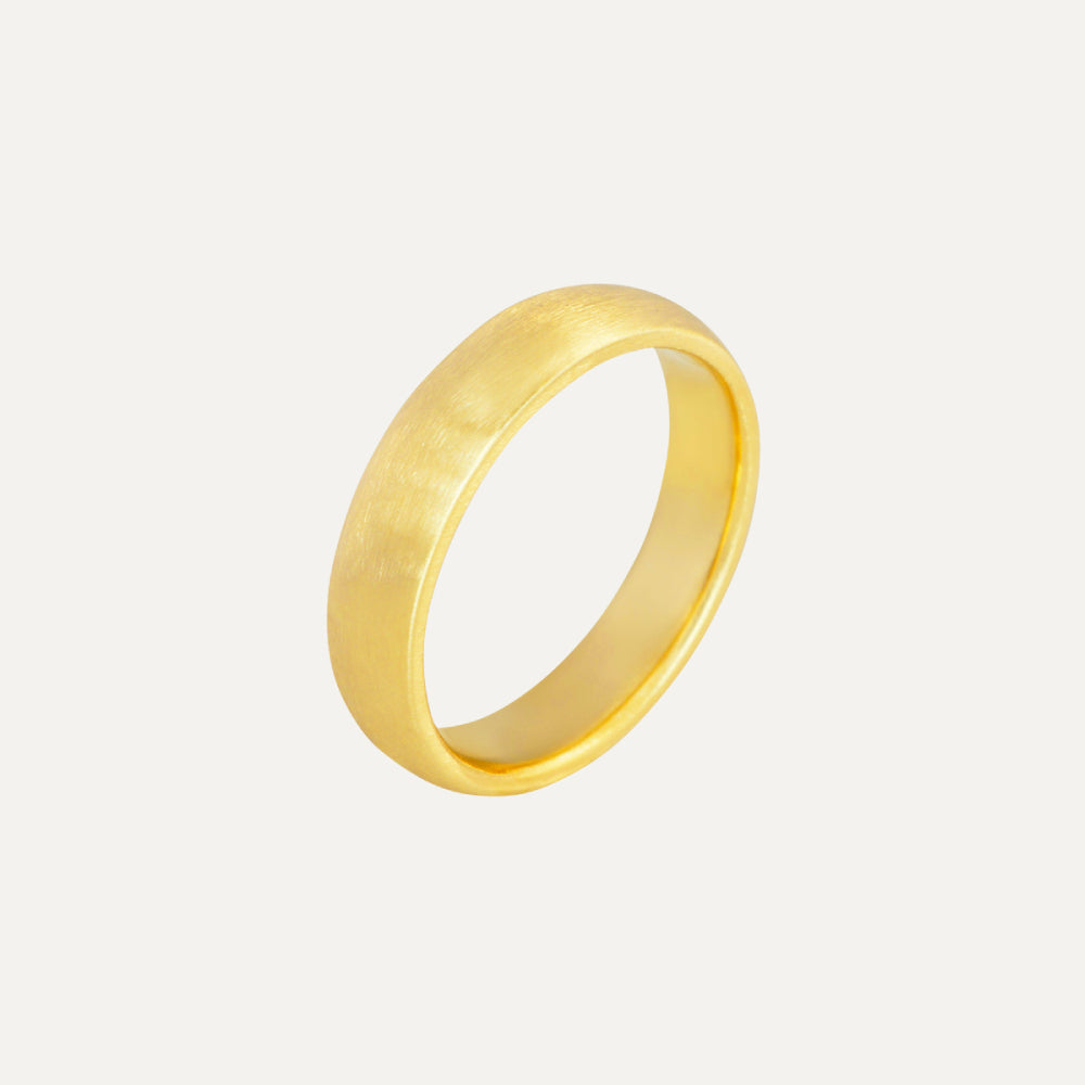 18K Yellow Gold Flat and Round Men’s Wedding Band Ring