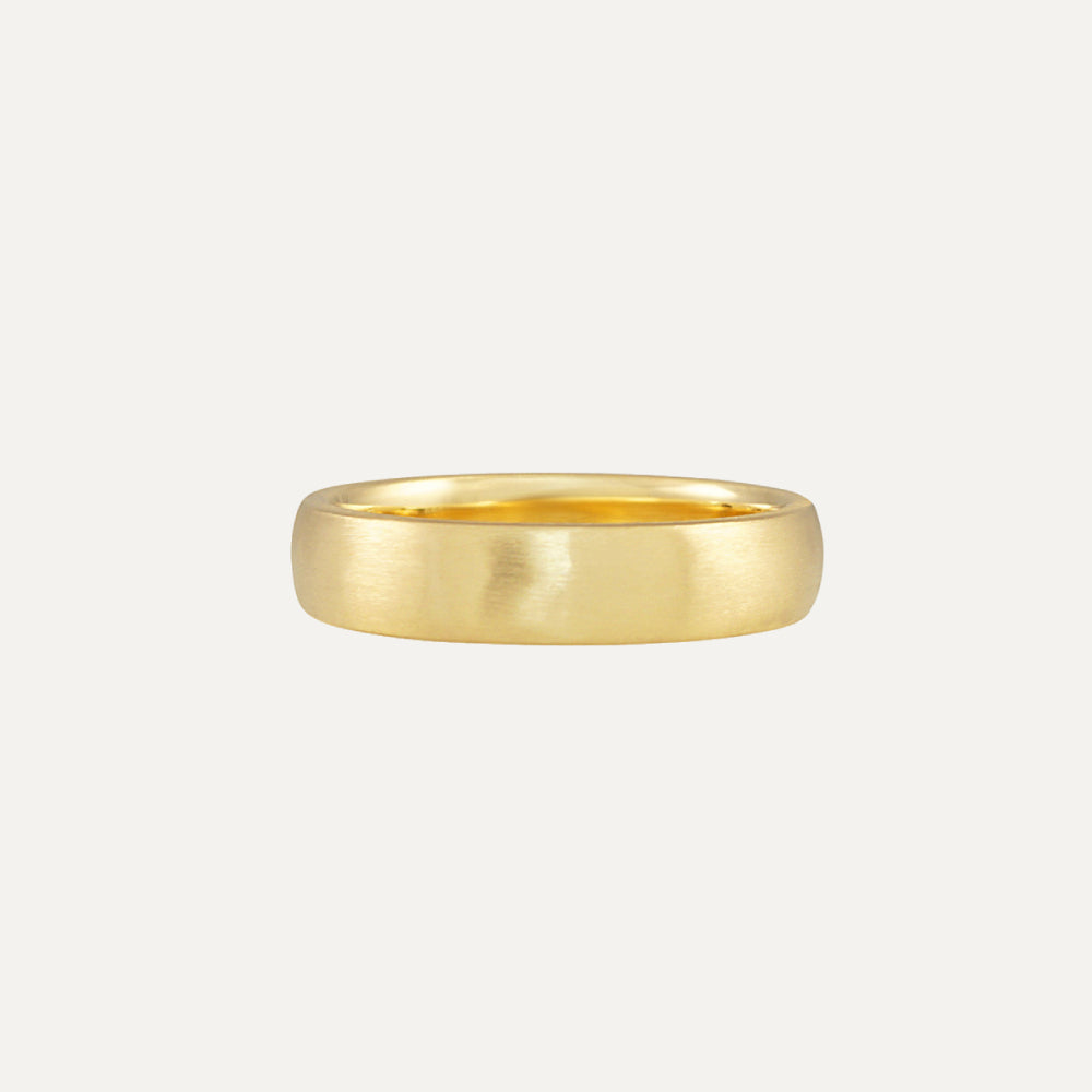 18K Yellow Gold Flat and Round Men’s Wedding Band Ring