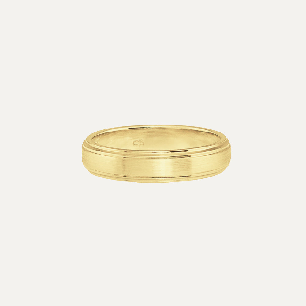 18K Yellow Gold Signature Cynthia Britt Slope Down Men's Wedding Band Ring