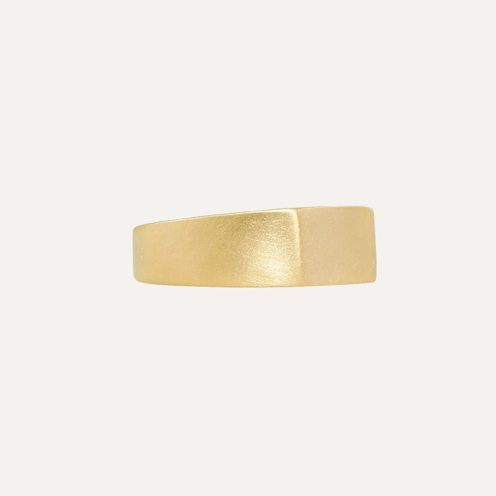 18K Yellow Gold Signet Men's Wedding Band Ring