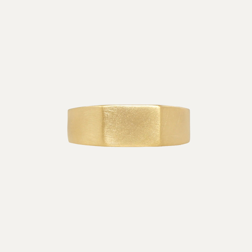 18K Yellow Gold Signet Men's Wedding Band Ring