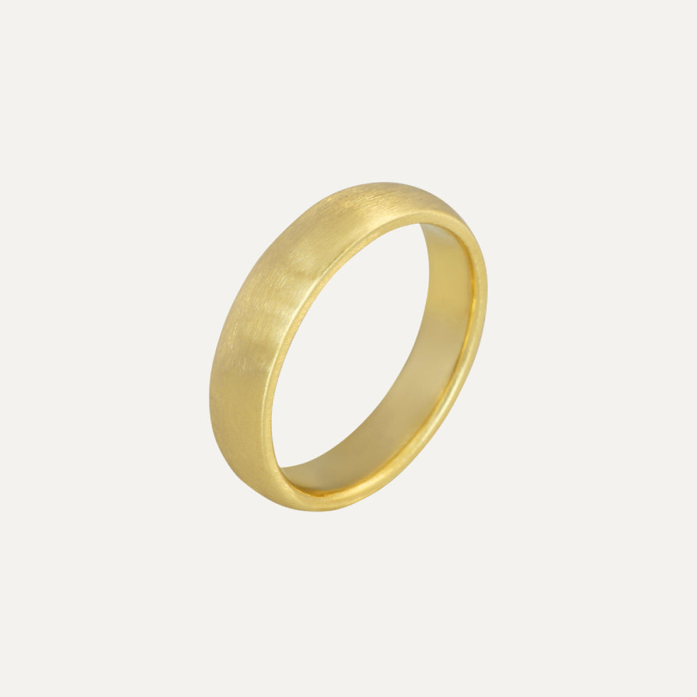 20K Yellow Gold Flat and Round Men’s Wedding Band Ring