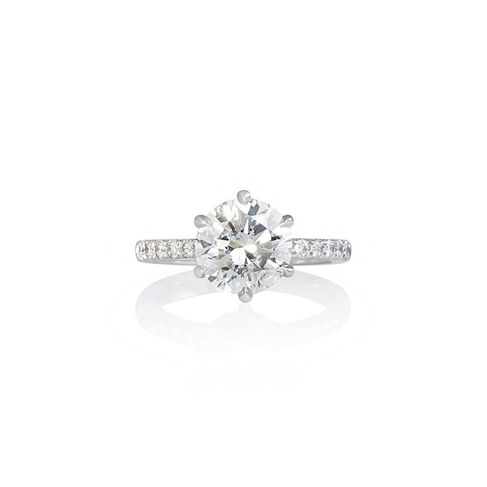 Six Prong Cynthia Britt Solitaire with Diamond Band for Amanda