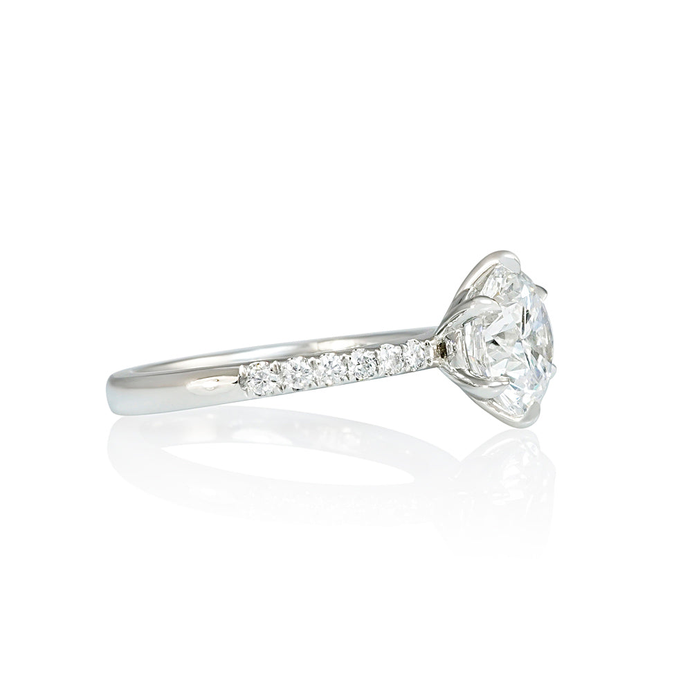 Six Prong Cynthia Britt Solitaire with Diamond Band for Amanda