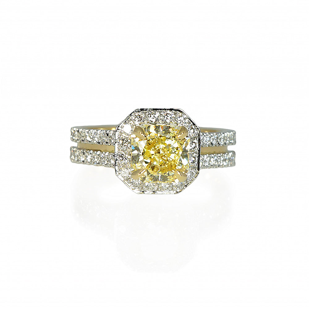 Adenike Fancy Yellow Two Tone Engagement Ring