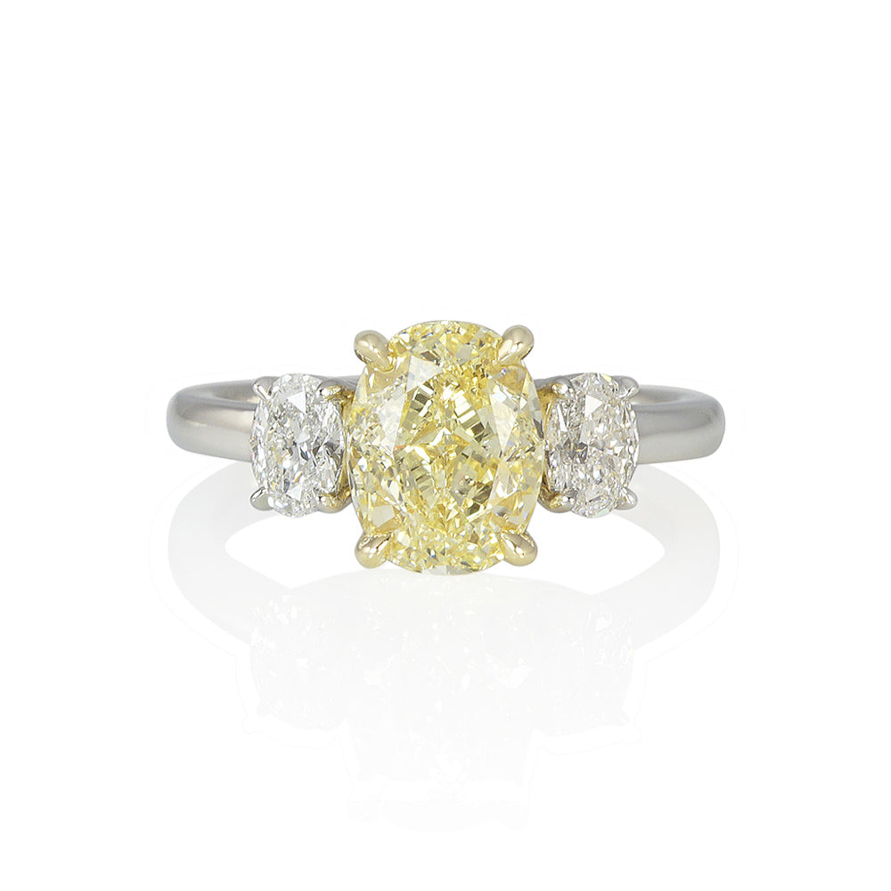 Fancy Yellow Three Stone Engagement Ring for Alena