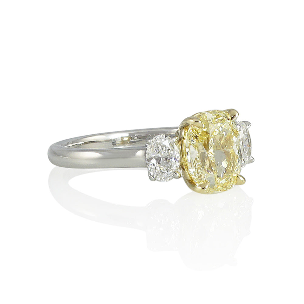 Fancy Yellow Three Stone Engagement Ring for Alena