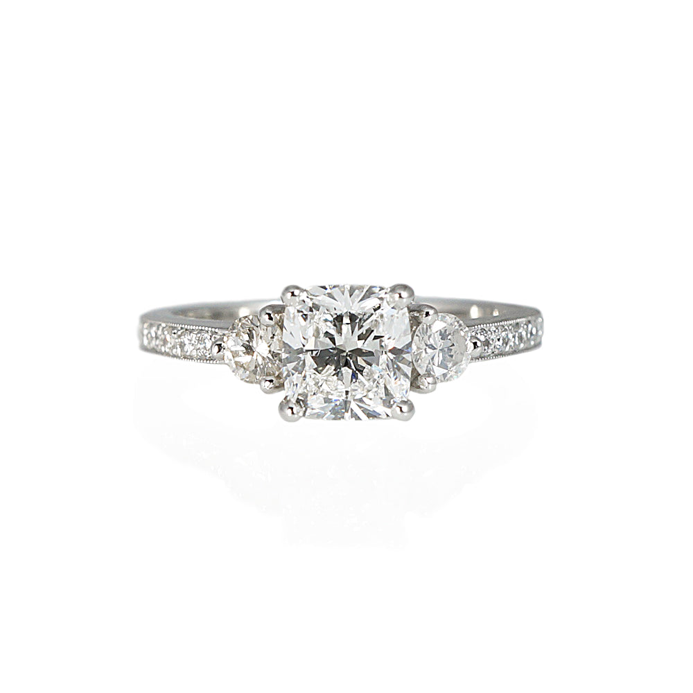 Alex Cushion Cut Engagement Ring With Pave Band