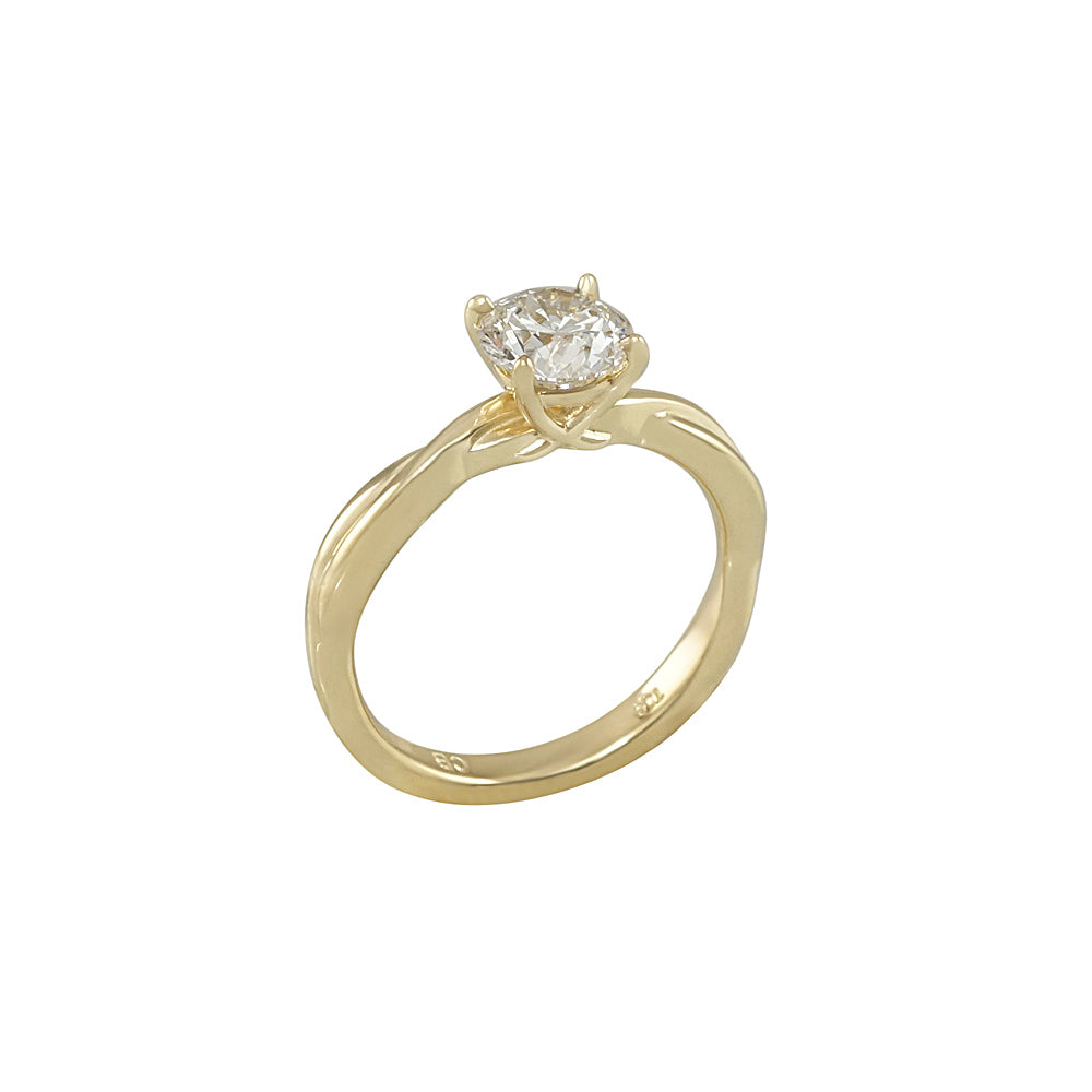 Solitaire Criss Cross Yellow Gold Engagement Ring for Alex