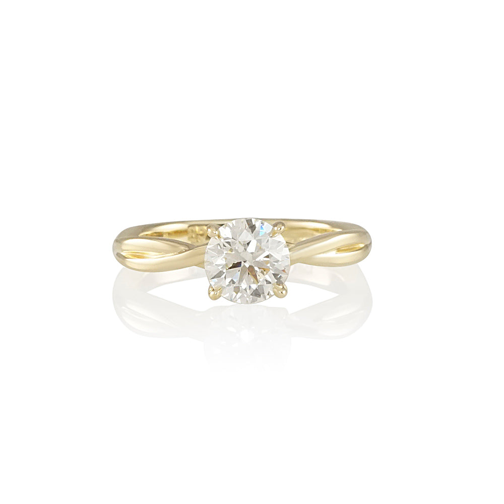 Solitaire Criss Cross Yellow Gold Engagement Ring for Alex