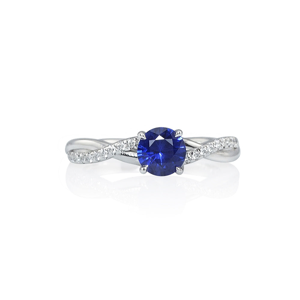 Sapphire and Diamond Criss Cross Engagement Ring for Alexa