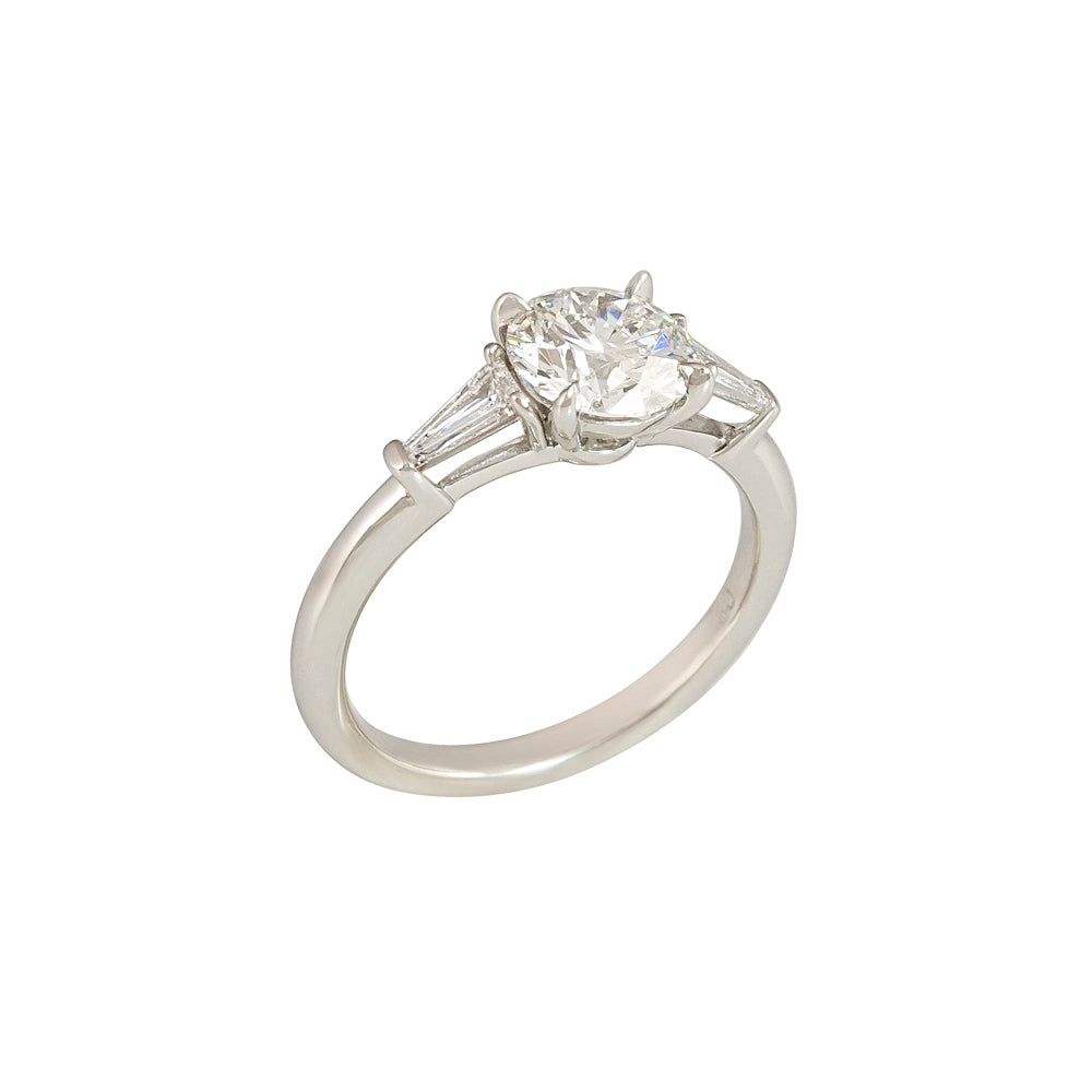 Round with Tapered Baguette Engagement Ring for Alla