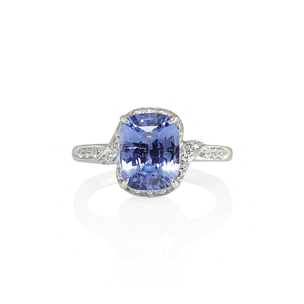 Sapphire and Diamond Halo Wrap Engagement Ring for Ally