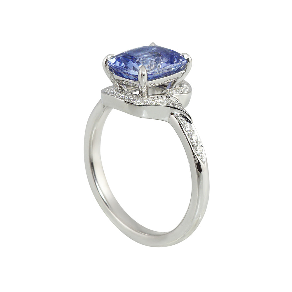 Sapphire and Diamond Halo Wrap Engagement Ring for Ally