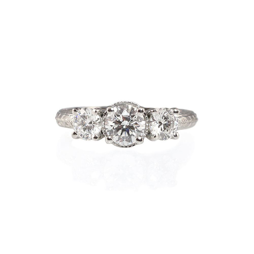 Alyssa Three-Stone Platinum Engagement Ring