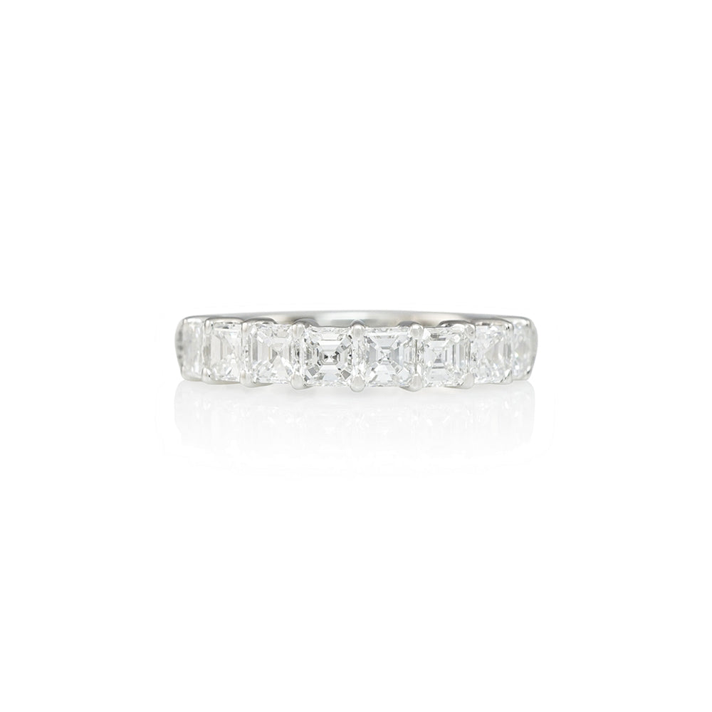 Halfway Asscher Cut Wedding Band