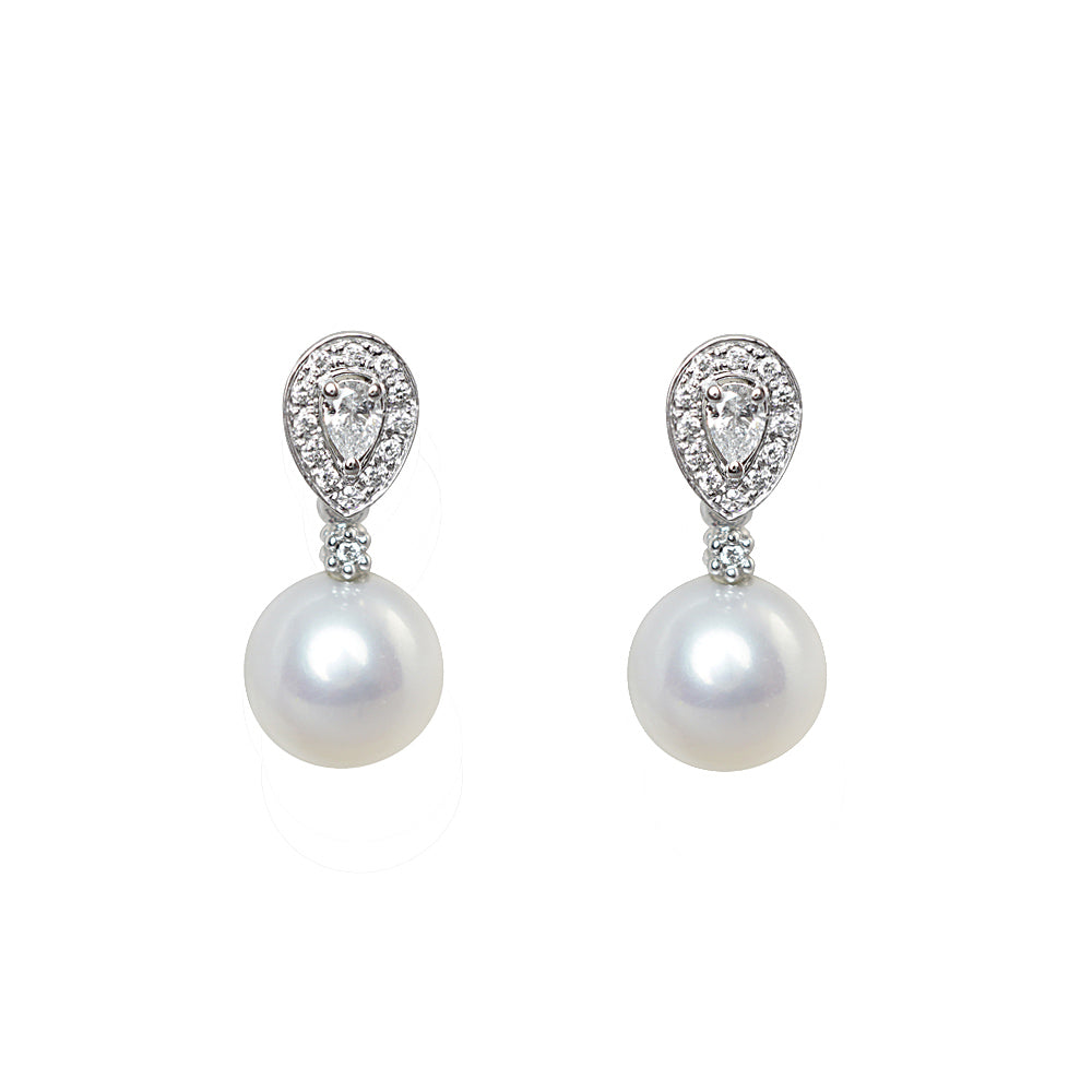 Pearl Drop With Diamond Pear Earrings for Amanda