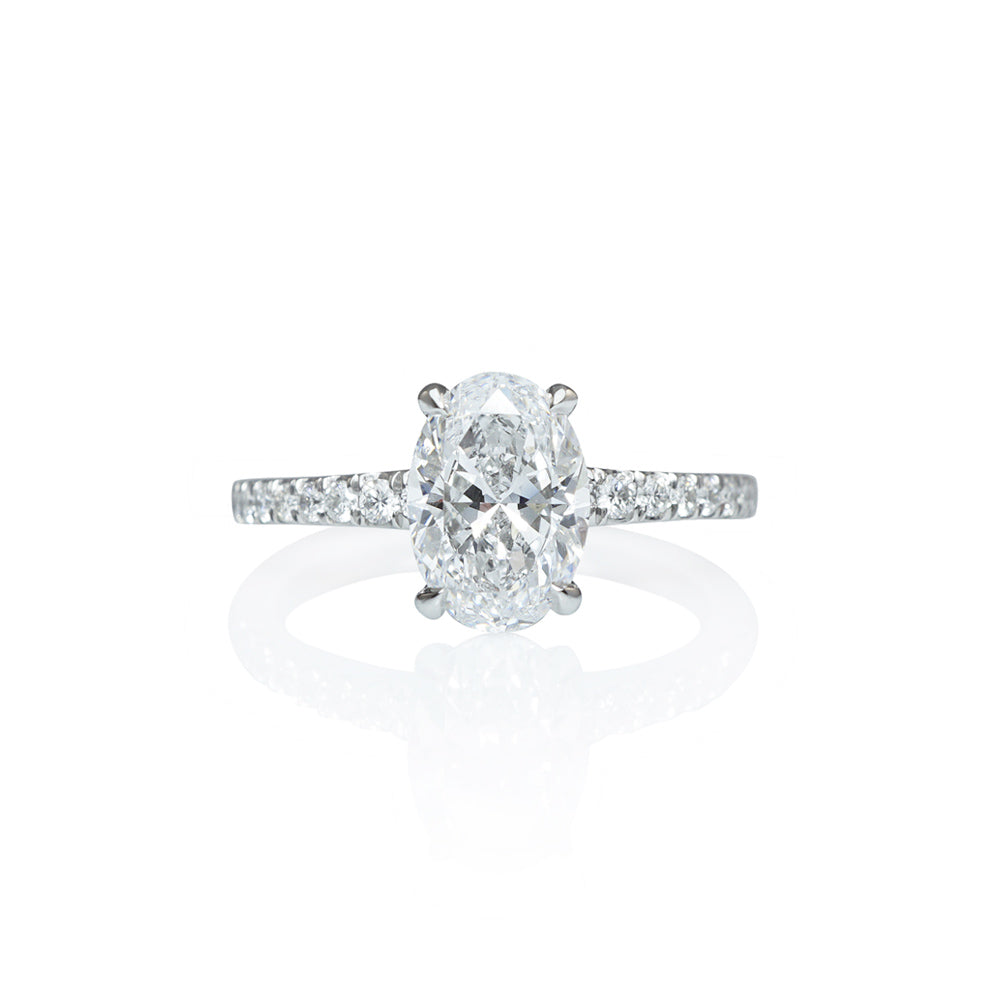 Oval and Diamond Band Engagement Ring for Amanda