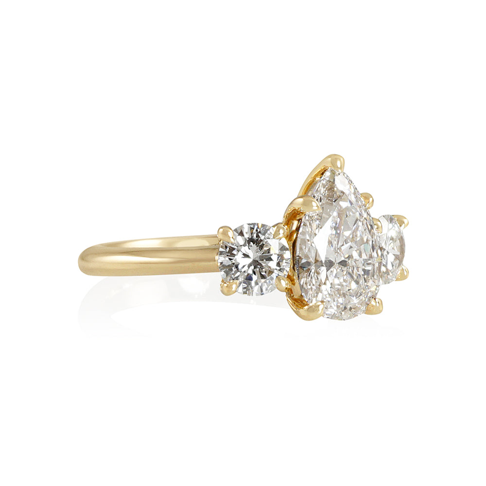 Pear with Round Side Stones Engagement Ring for Amanda