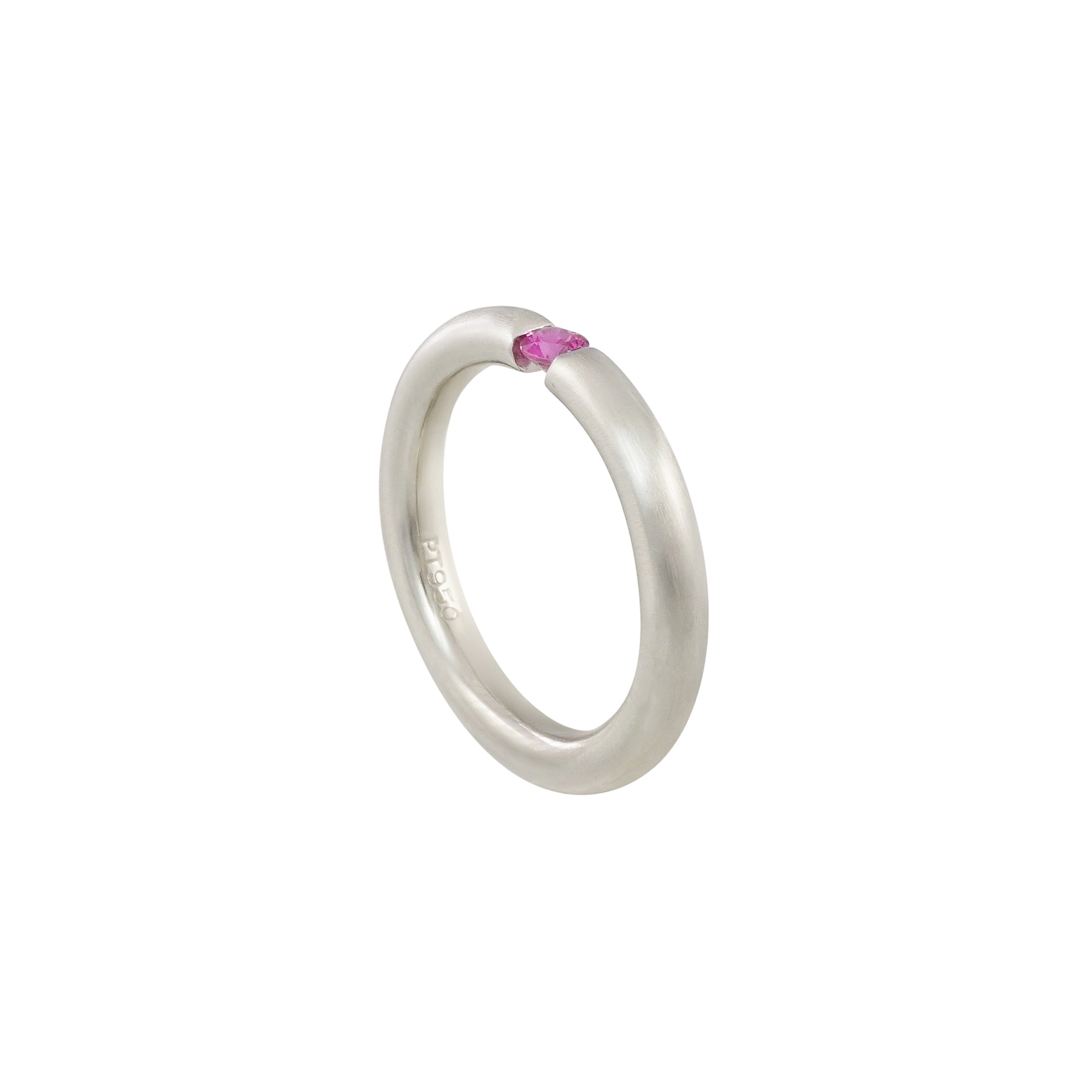 Pink Sapphire Tension Set Ring for Amanda