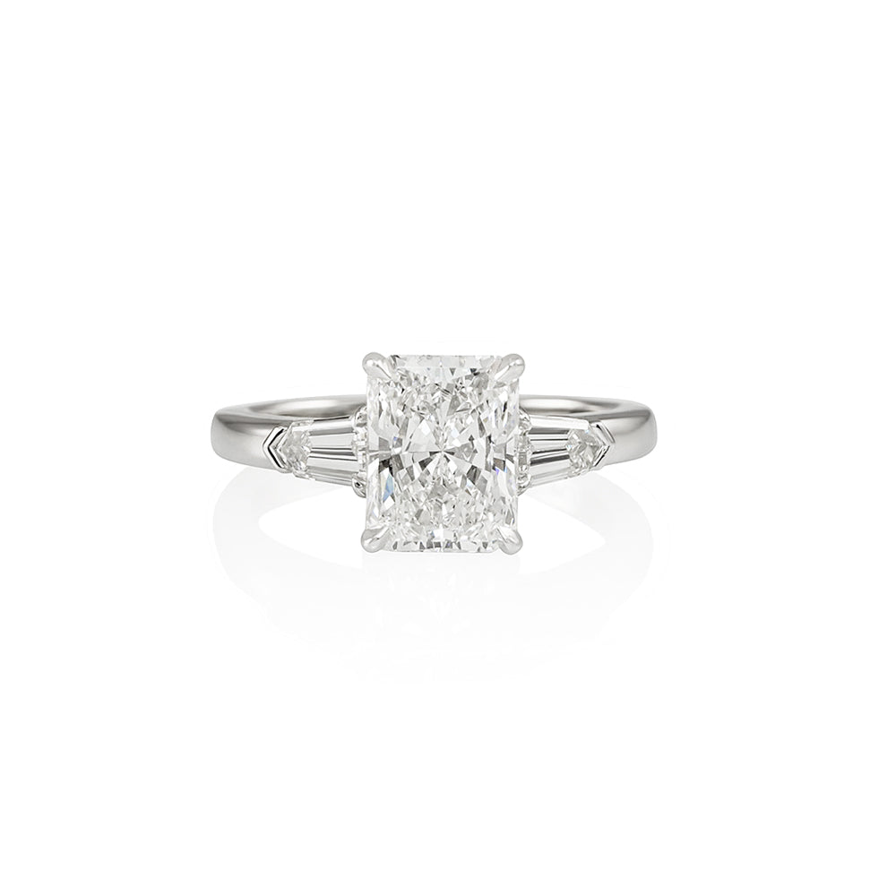 Radiant Tapered Bullet Engagement Ring for Amanda