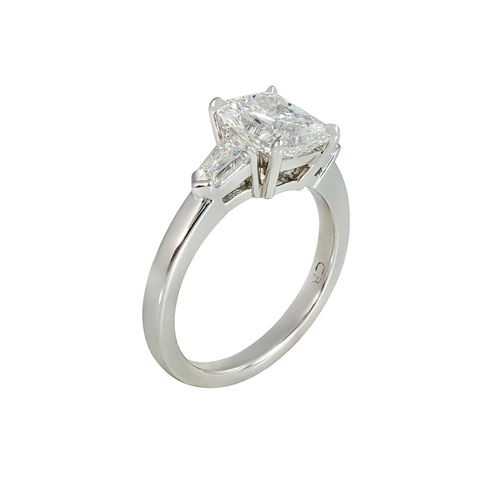 Radiant Tapered Bullet Engagement Ring for Amanda