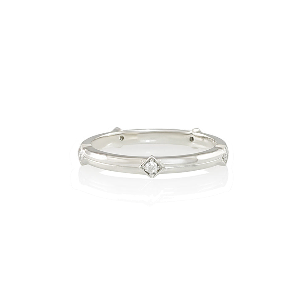 Platinum and Diamond Station Wedding Band for Amber