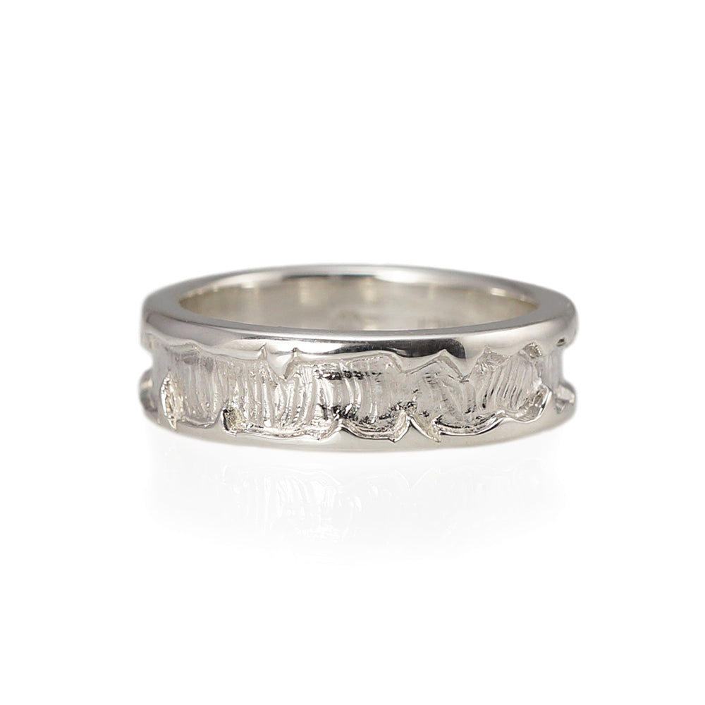 André Hand Carved Sterling Silver Wedding Ring