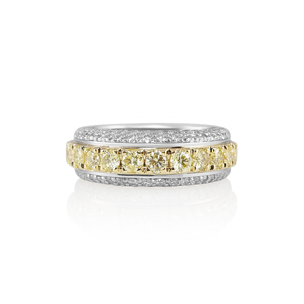 Andrea Fancy Yellow Diamond Two Tone Band Ring