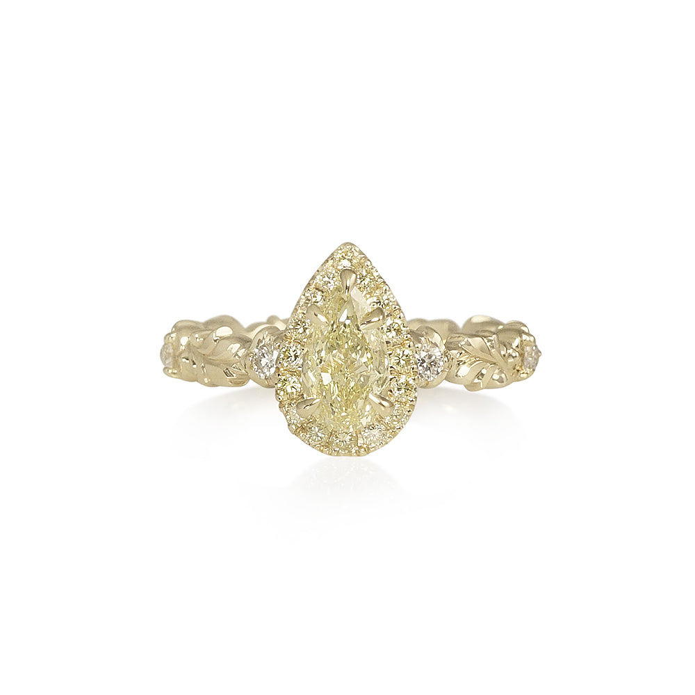 Fancy Light Yellow Pear Romantic Engagement Ring for Andrea