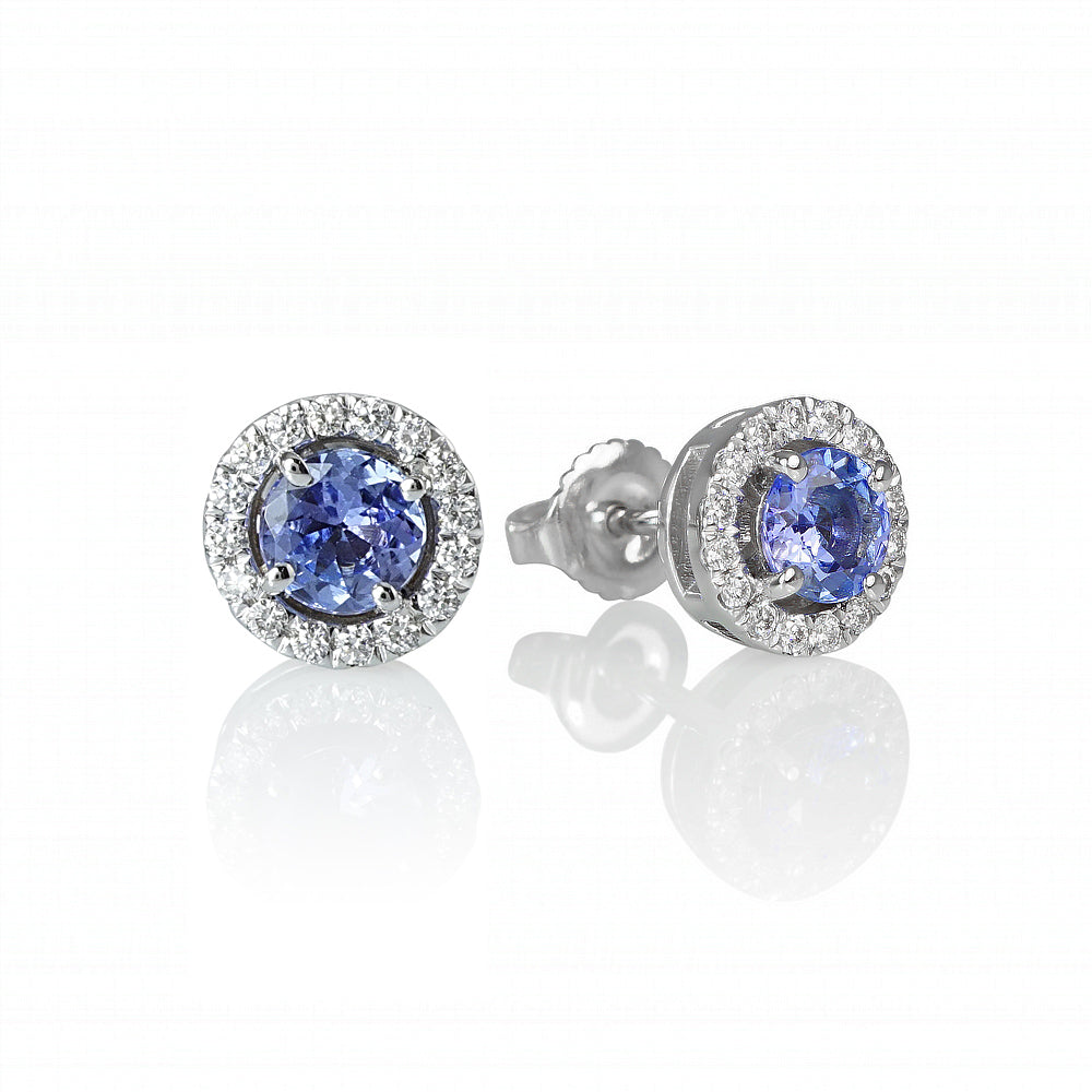 Tanzanite and Diamond Halo Earrings for Andrea