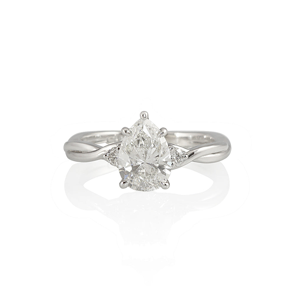 Pear Criss Cross Three Stone Engagement Ring for Annie