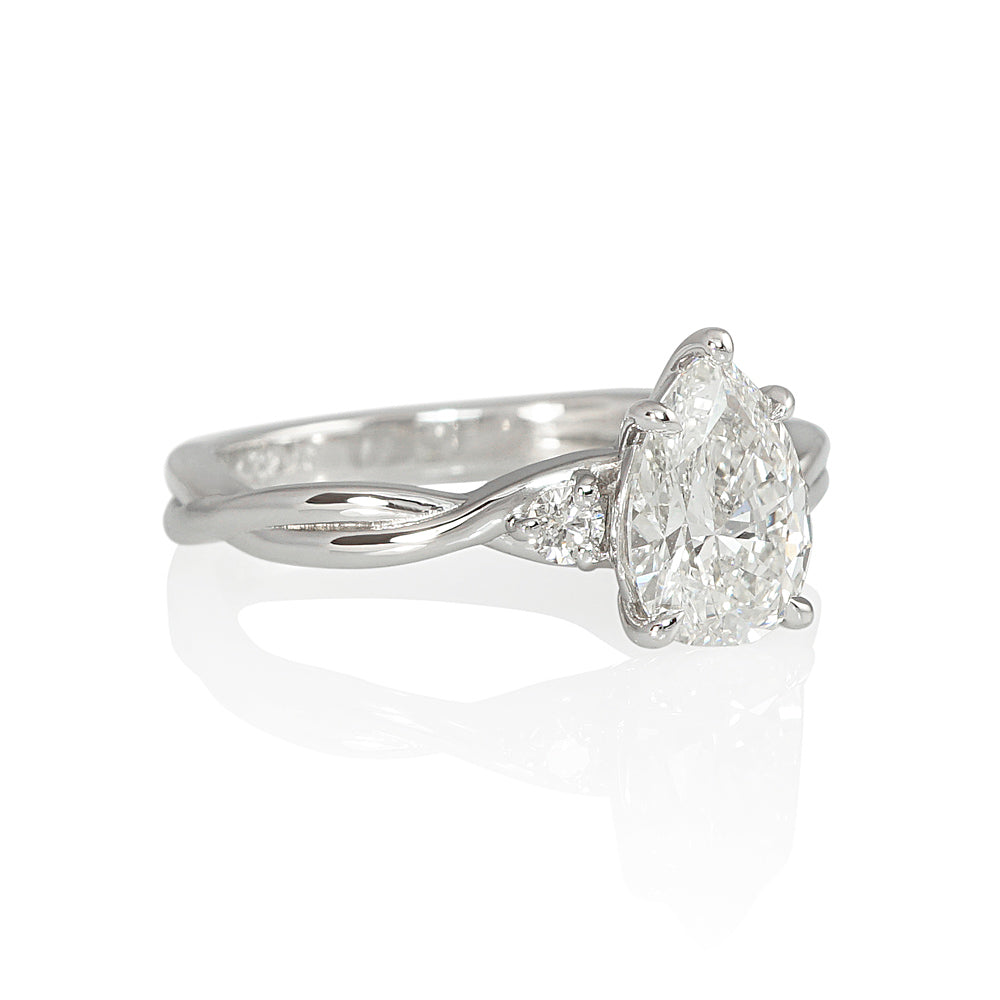 Pear Criss Cross Three Stone Engagement Ring for Annie