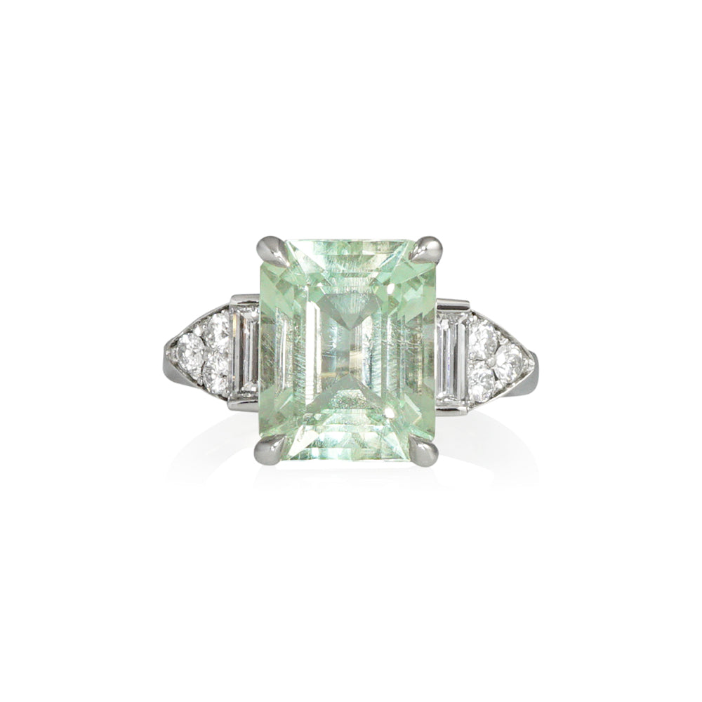 Art Deco Green Quartz and Diamond Engagement Ring for Katherine