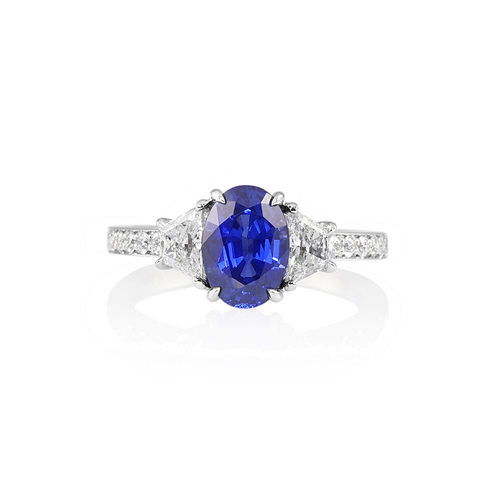 Audra Sapphire and Diamond Engagement Ring