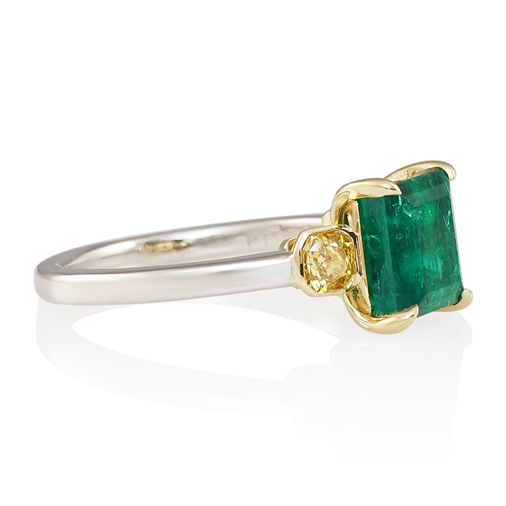 Emerald and Yellow Diamond Ring for Averil