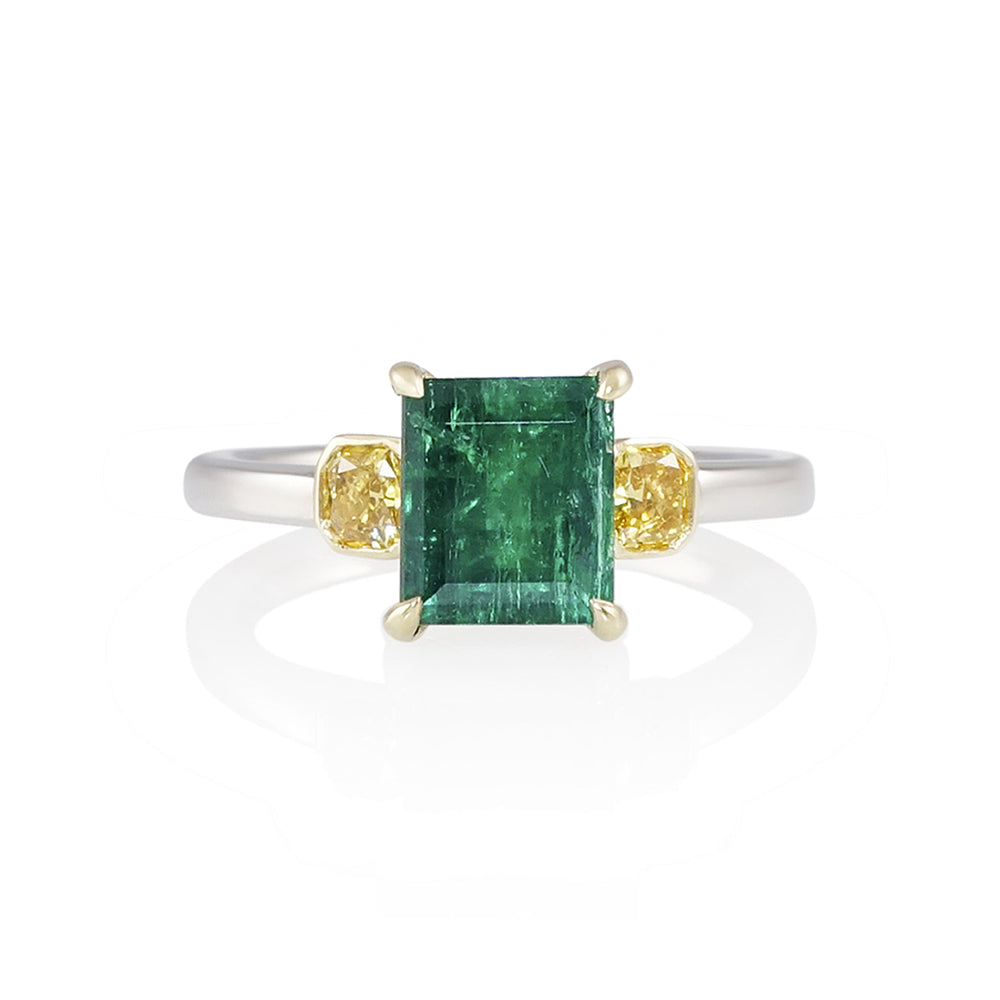 Emerald and Yellow Diamond Ring for Averil