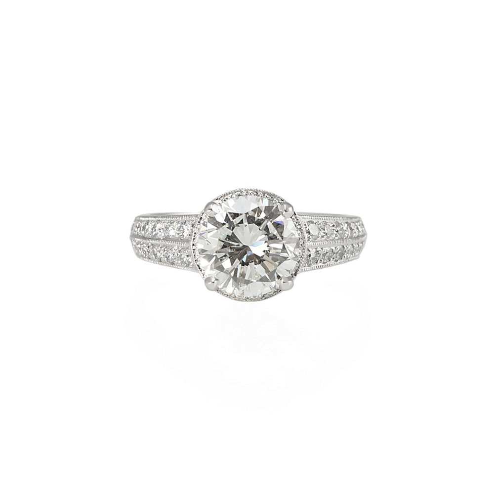 Bella Diamond Halo & Crown Platinum Custom Engagement Ring