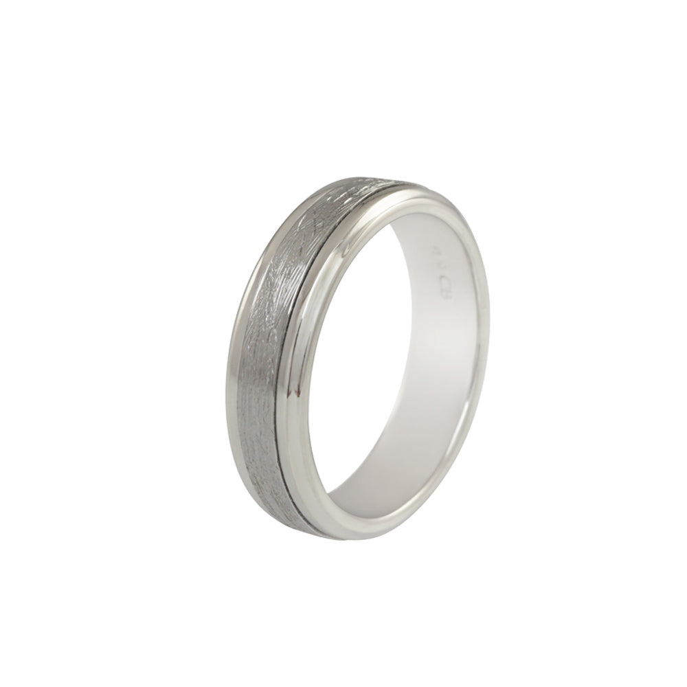 Slope Down Meteorite Wedding Band for Brian